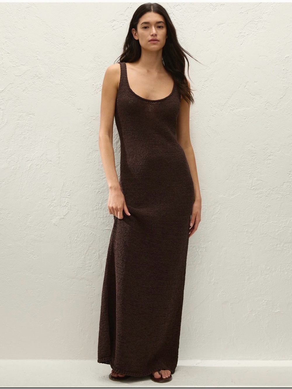 Faithfull the Brand Brown Florence Knit Maxi Dress - Classic Scoop Neck